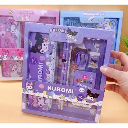 

STOK TERBATAS Kotak Pensil Anak Set 7 in 1 Stationery Untuk Hadiah Anak Sekolah Sanrio Kuromi murah