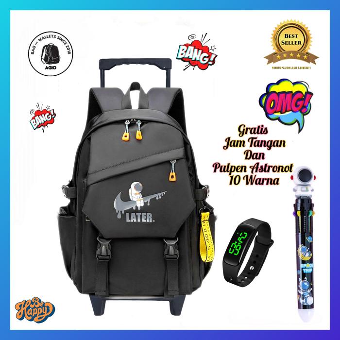 

TERJAMIN Tas Ransel Troli Anak Laki Laki Keren Tas Sekolah Anak SD SMP Bisa Bayar COD Gratis Jam