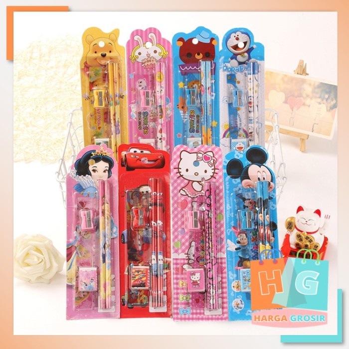 

TERMURAH Harga Grosir - Stationery Set 5 in 1 Karakter / Alat Tulis Sekolah / Set Alat Tulis Pensil