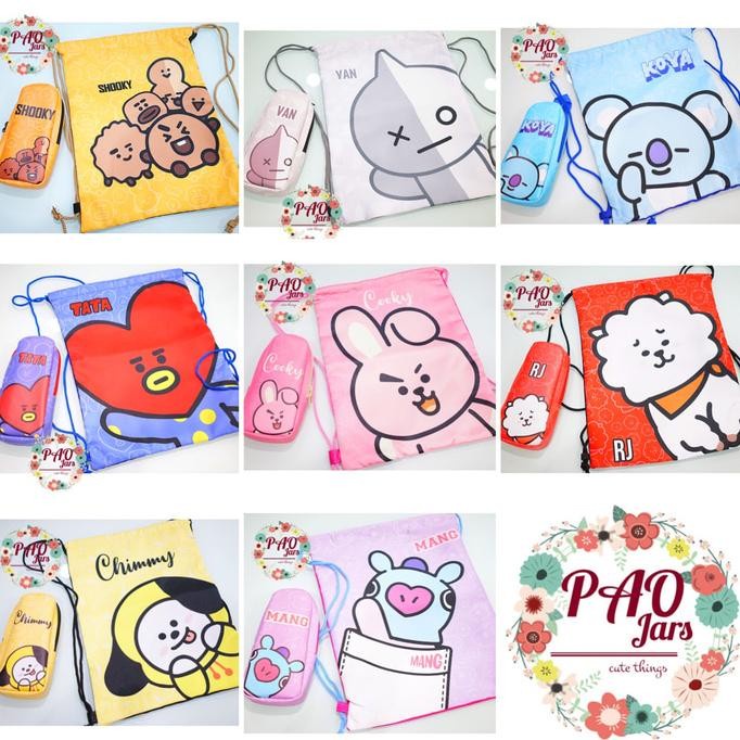 

BIG SALE set sekolah / tas BT21 / tempat pensil BT21 / tas serut BTS