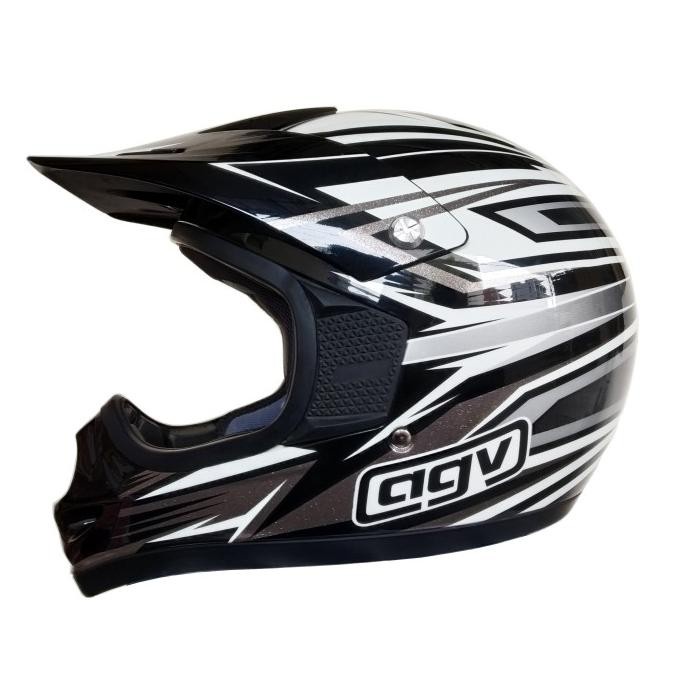 Helm Cross Anak Agv Rc5 Junior Motocross Black Silver Original Agv