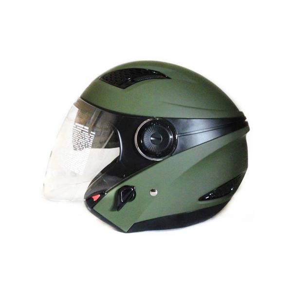 Helm Zeus 610 Nolan Green Doff Solid Double Visor Half Face