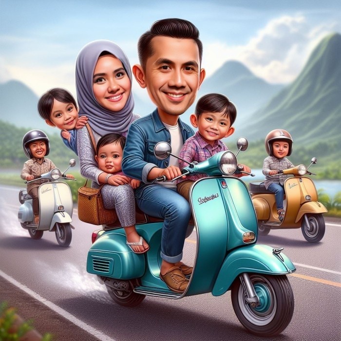 Custom Foto Karikatur Wajah Foto Keluarga Kado Hadiah 3D