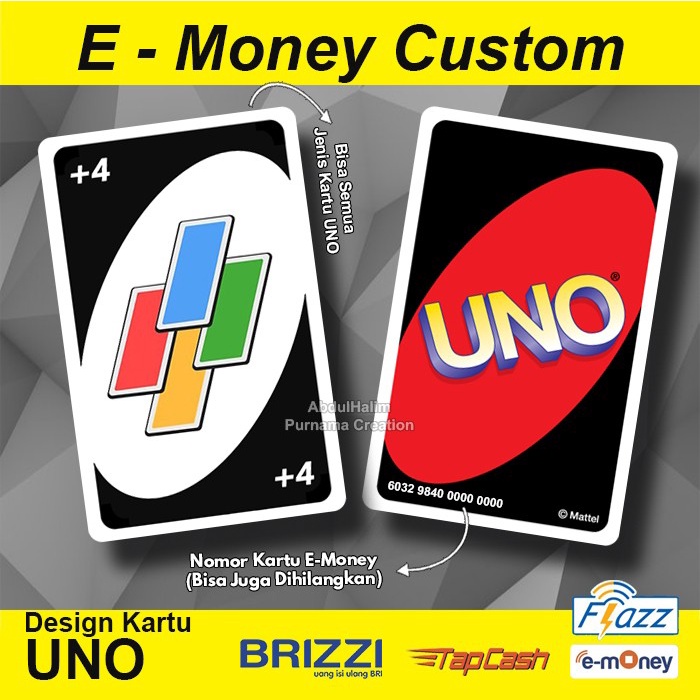 HOT SALE Emoney UNO Kartu Uang Elektronik Design Custom Uno Card Cetak 2 SISI