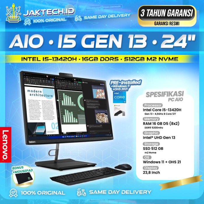 Lenovo Ideacentre Aio 3 All In One Core I5/I7 Ryzen 8/512 Ssd W11+Ohs
