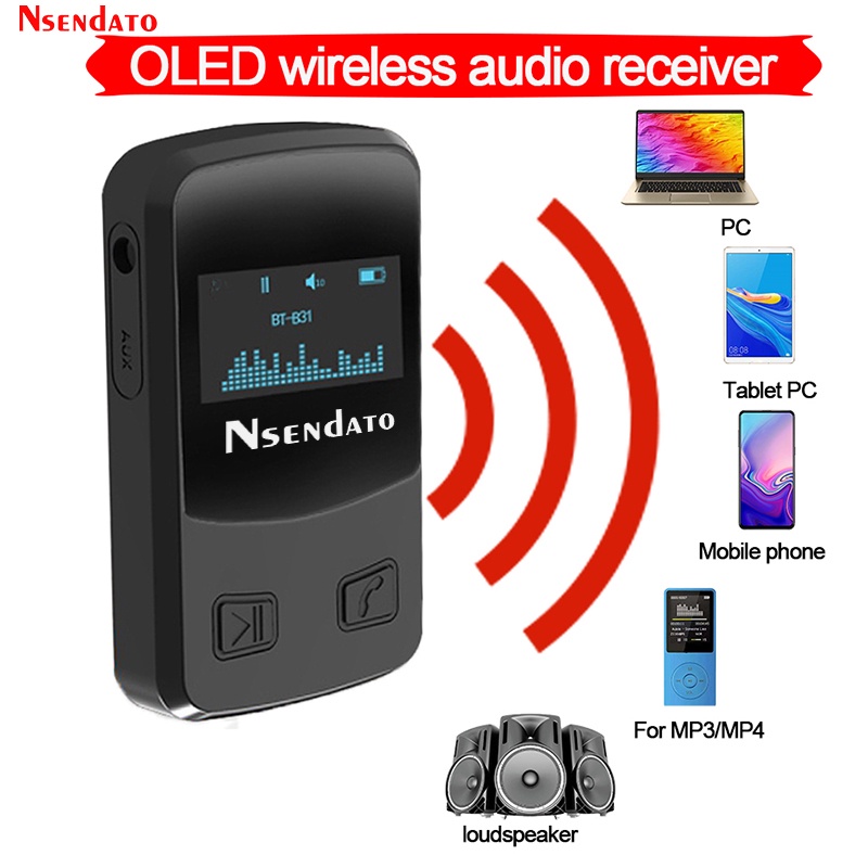 EYE Nsendato BT V5.0 Wireless Audio Receiver Adapter With OLED Display Music Streaming Adapter 3D Su