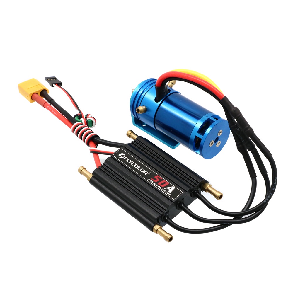 CAGA RC Brushless Power Drive 2862-2800KV 2-4S Water-cooling Motor and Flycolor 50A Water-Cooled ESC