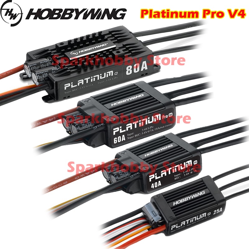 CAGA Original Hobbywing Platinum Pro 25A 40A 60A 80A 120A V4 ESC Pengendali Kecepatan Elektronik Tan