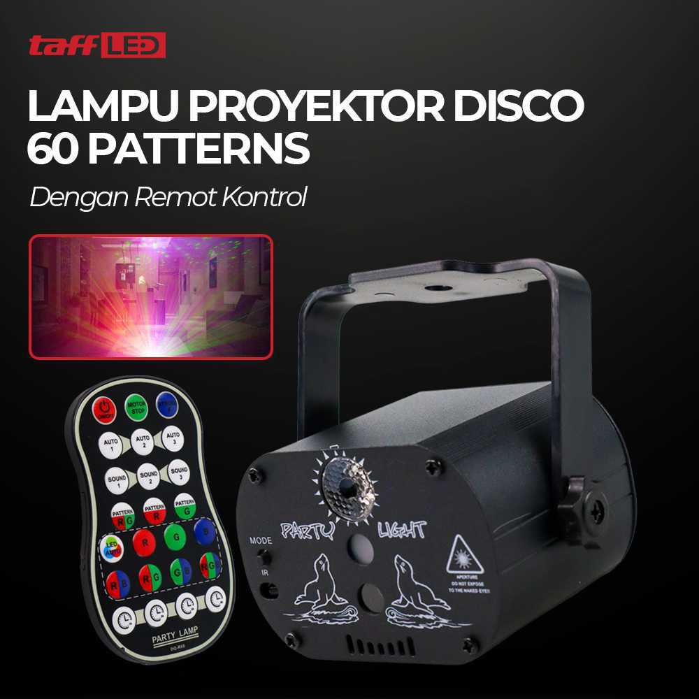 Taffled Lampu Proyektor Disco Usb 60 Patterns 240V With Remote Control
