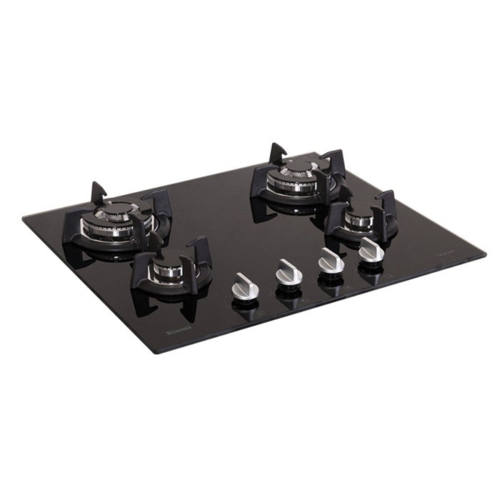 RINNAI KOMPOR TANAM RB 64G GLASS BLACK RB 64 G 4 TUNGKU 60CM