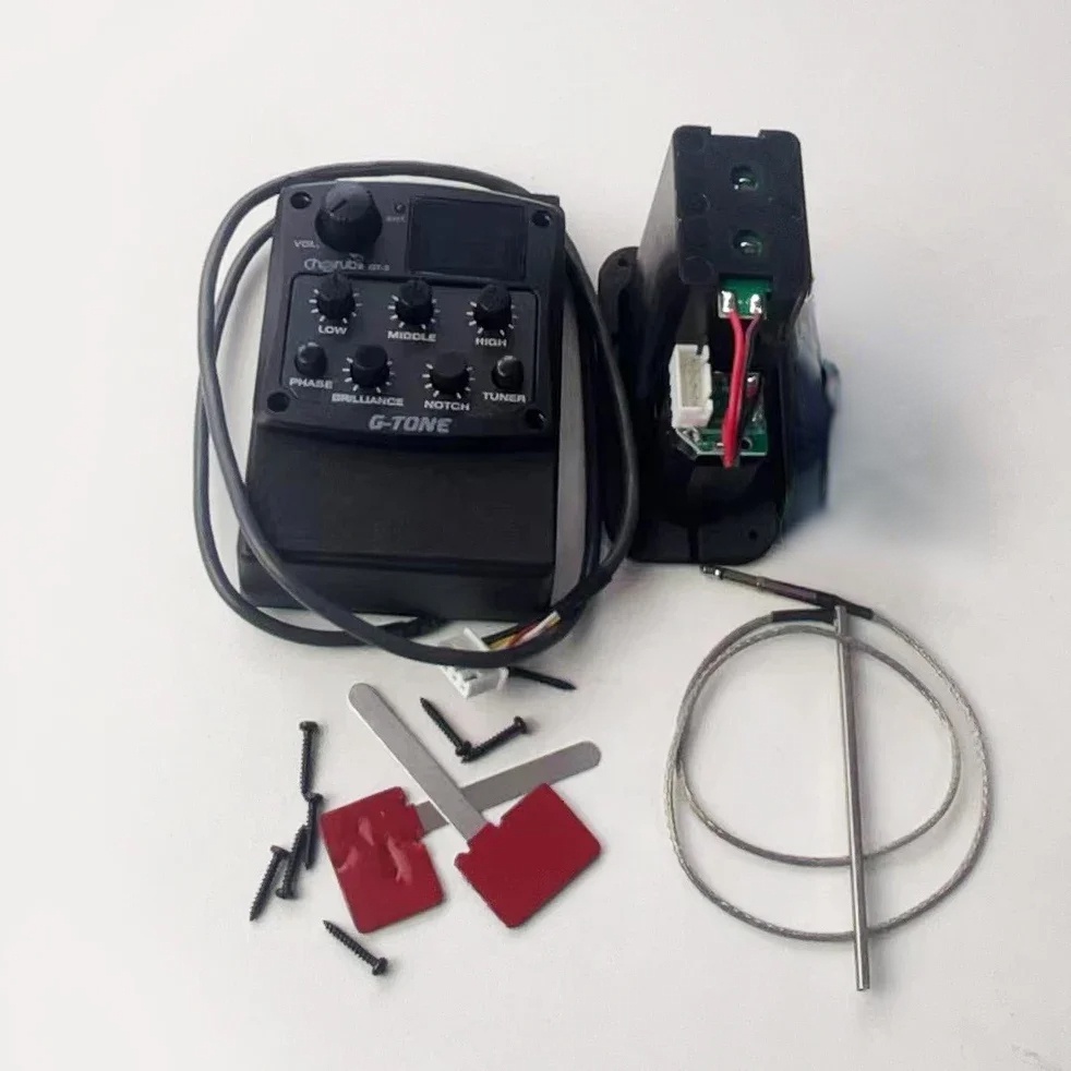 SINE Cherub G-Tone Series Acoustic Guitar Preamp GT-3 Piezo Pickup 3-Band EQ Equalizer LED Tuner Bla