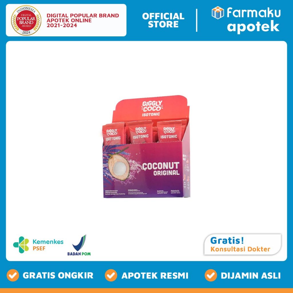 

Giggly Coco Isotonic Coconut Original Powder 11 gr Box Isi 15 Sachet - BHL