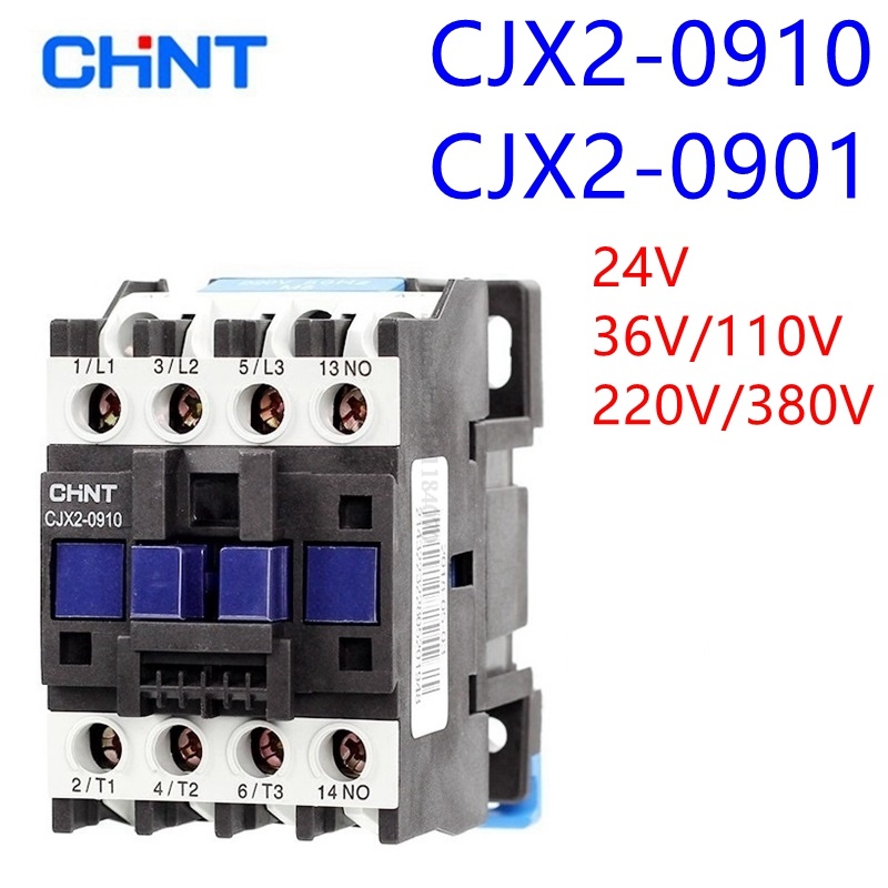 MDA Original CHINT CJX2-0910 1NO CJX2-0901 1NC Din Rail Magnetic AC Contactor 9A Coil Voltage 380V 2