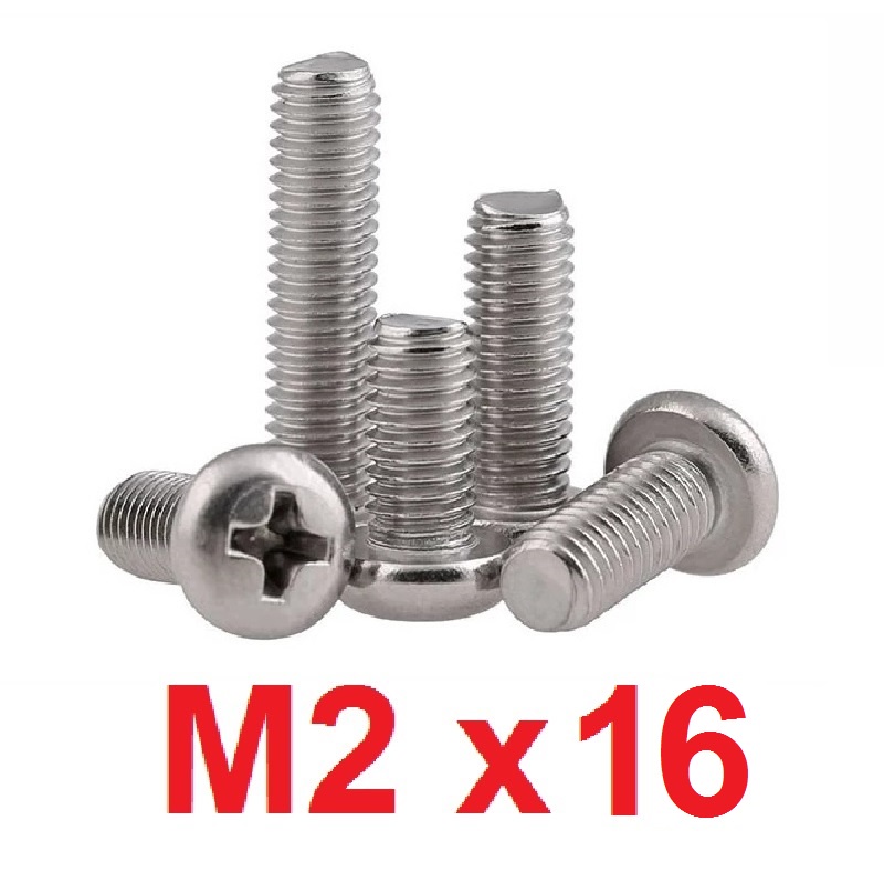 Baut JP M2x16 Stainless 304 Phillips Head Plus M2*16 Sekrup 2mm x 16mm M2 Obeng Plus SS304