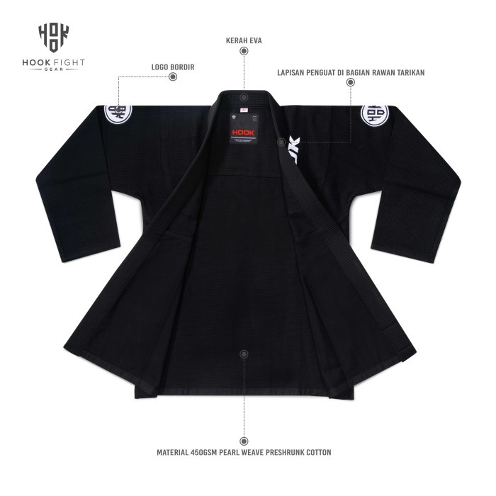 Bjj Gi Hook Baju Jiujitsu Seragam Jujitsu GH011