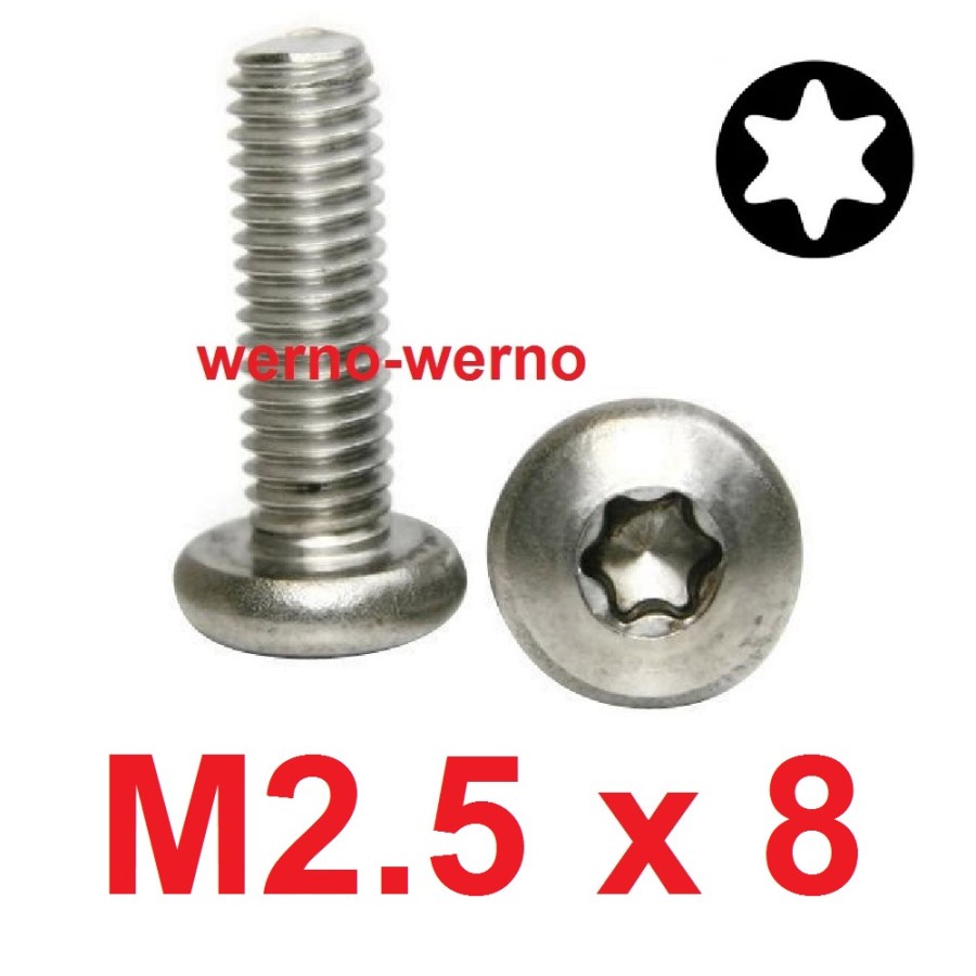 Baut Torx M2.5x8 Stainless Bintang Pan Head Screw 2.5mm x 8mm M2.5*8 Bolt T8 Sekrup M2.5