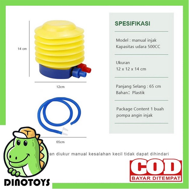 

KODE B DINOTOYS Pompa Angin Injak 5 inchi untuk pompa balon kolam renang