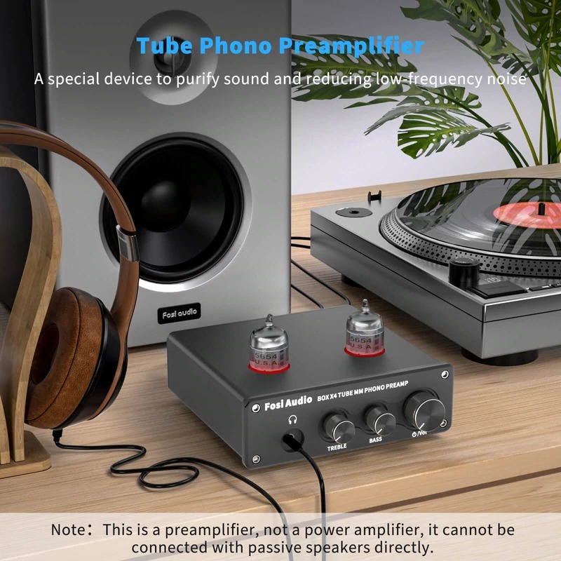 Fosi Audio Phono Preamp Headphone Amplifier Vacuum Tubes