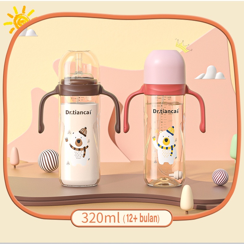 Tahan Lama 1 Cangkir 3 Dot Botol Susu Bayi Gelas Anak Anti Tumpah Botol Kartun 320Ml Bayi Susu