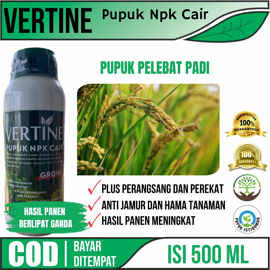 Promo Vertine Grow Obat Pelebat Padi - Pupuk Penyubur Padi - Pupuk Npk Cair Menyuburkan Akar, Batang