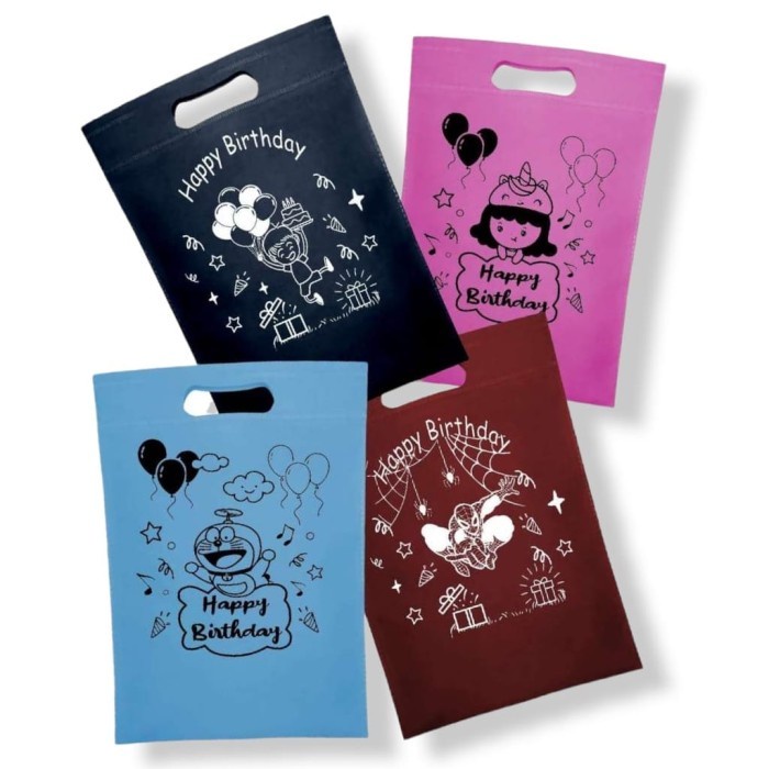 Flashshow Goodie bag Ultah / Tas kain spunbond Souvenir Snack ulang tahun Anak