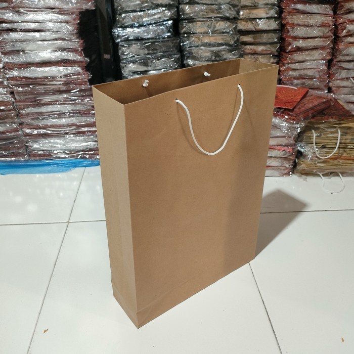 

Flashshow Paper Bag Polos Coklat Besar/Lusin (12 pcs) Ukuran L 25935 cm