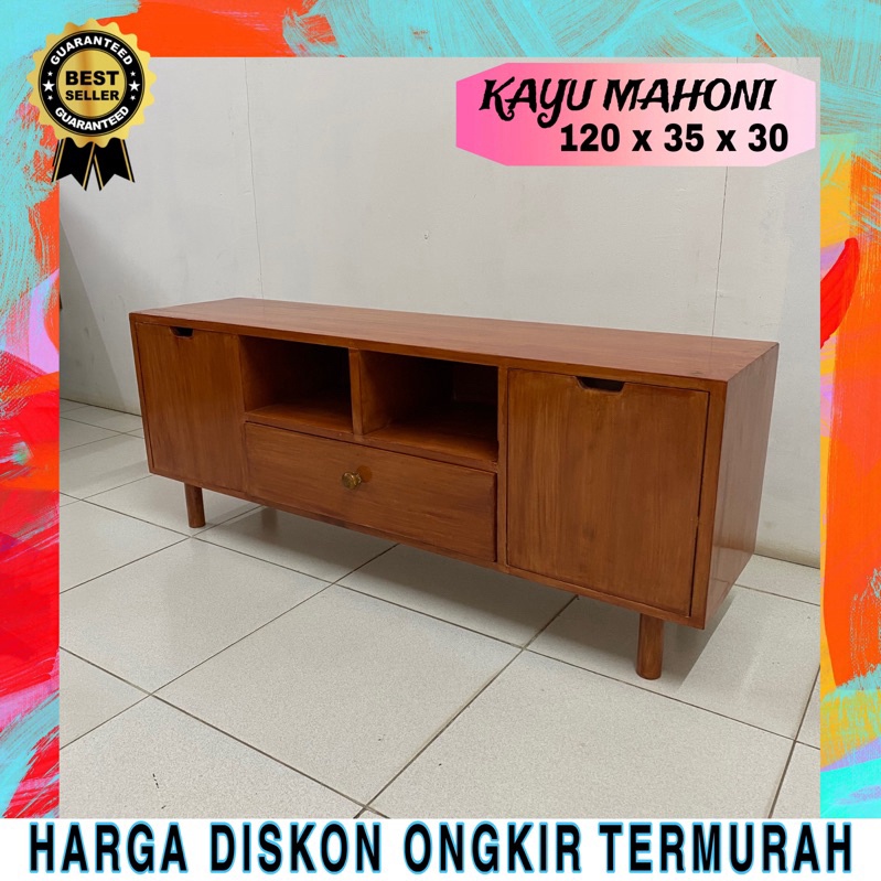 [Ready Stock] Meja TV Modern Kayu Mahoni *