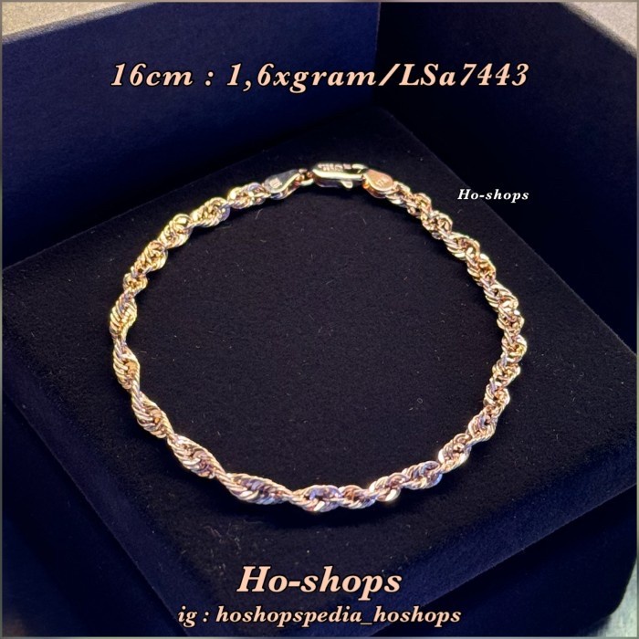 Gelang Tambang Rosegold 750 18K Asli Emas