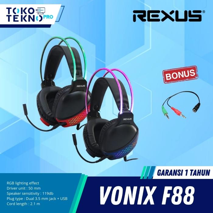 KODE A FREE SPLITTERRexus F88 / F-88 Headset Gaming Vonix With RGB Headband