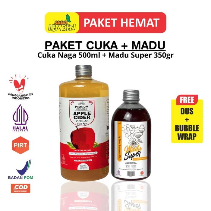 

SUUR LEMOEN Paket Cuka Apel 500 ml Madu Hutan Super 350 gram - DISTRIBUTOR SUURLEMON BEKASI