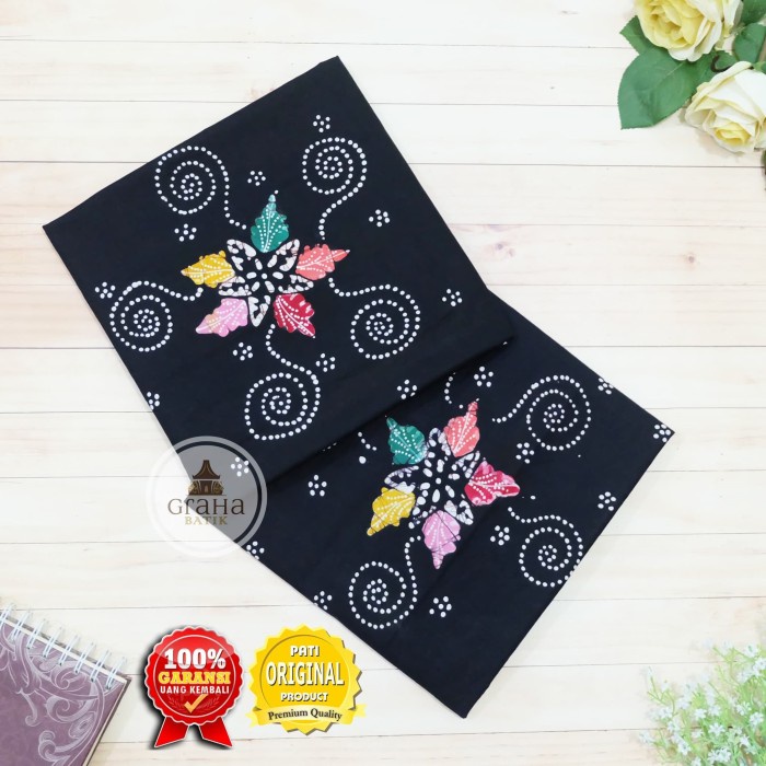 Kain Batik Tulis Asli Bahan Batik Bakaran Pria Wanita Spiral Hitam