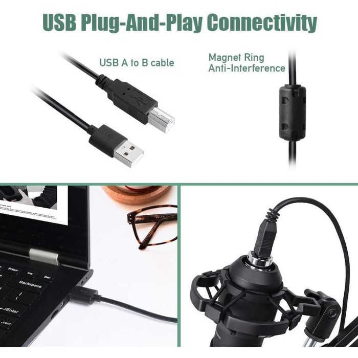 Soundtech Usb Microphone Mic Condenser Recording Streaming Podcast Pc