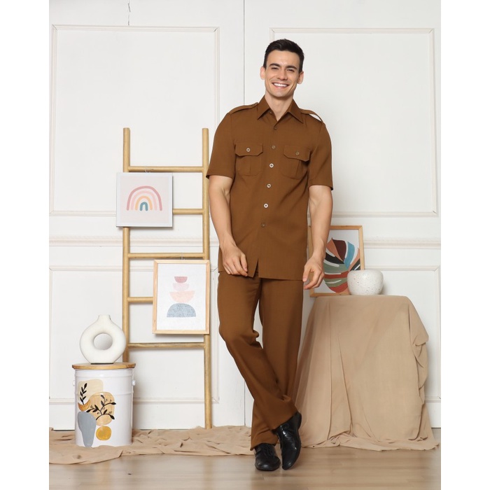 Seragam PDH Pria Polos Setelan Celana Baju Pria Pemda - 3301