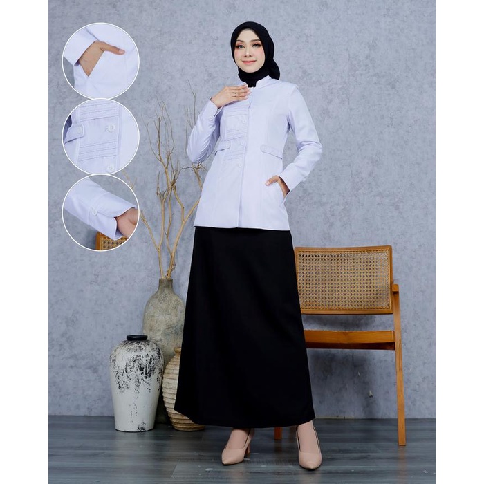 Baju Kerja Seragam Dinas STANDAR Hitam Putih STIK GARIS Wanita Setelan Rok Span/Rok.A/Celana Panjang