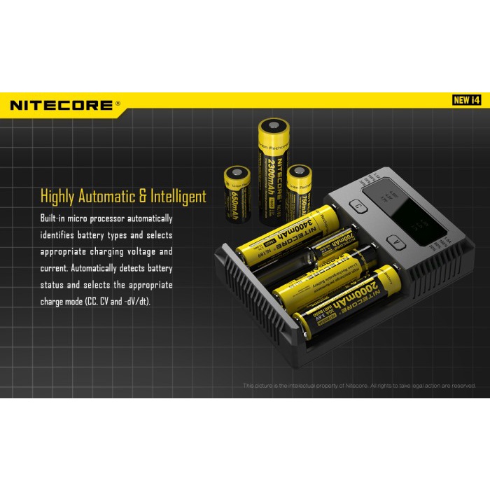 NITECORE INTELLI CHARGER I4 - CHARGER NITE CORE 4 SLOT CASAN BATERAI KODE 954