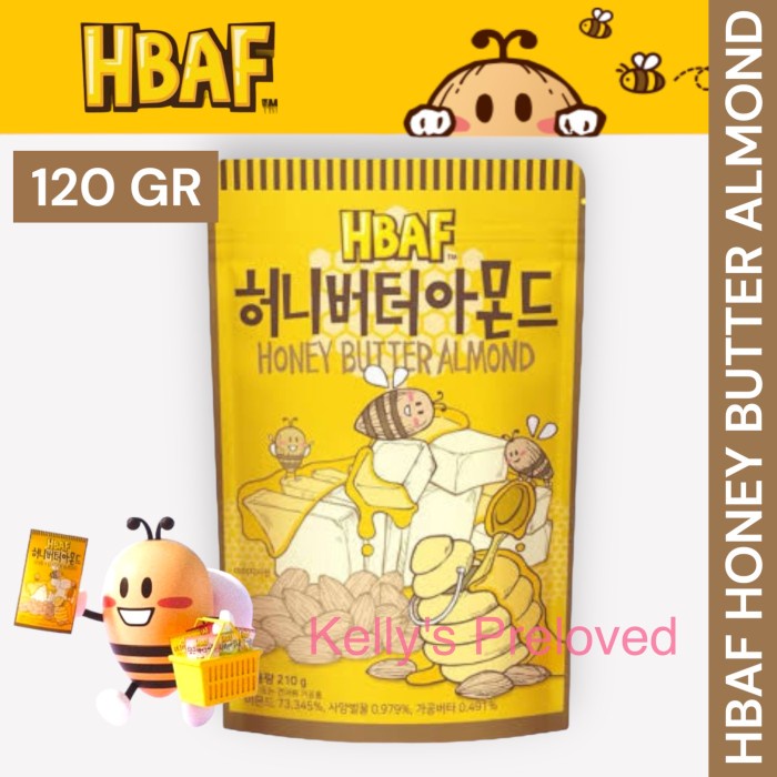 

HBAF HONEY BUTTER ALMOND 120 GRAM KACANG ALMOND LAPIS MADU KOREA