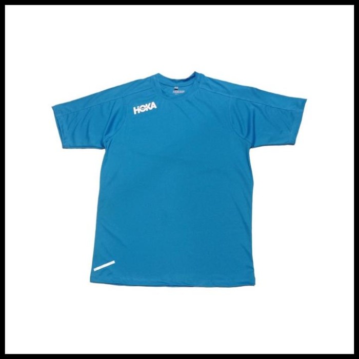 Hoka One One Performance Running Shirt Baju Running Gym Biru Turkish Terlaris