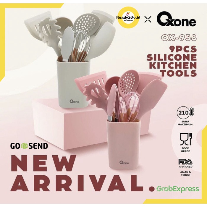 TERBARU OXONE Spatula Silikon 9 pcs OX-958 Kitchen Tools Silicone 9pcs OX958