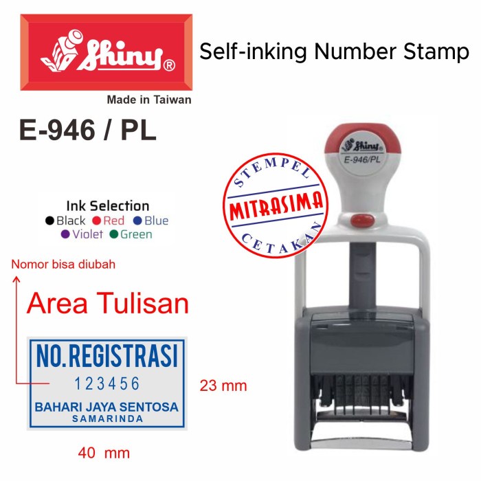 

Stempel Shiny E-946/PL ( Shiny Essential dgn nomor 6 digit E946/PL )