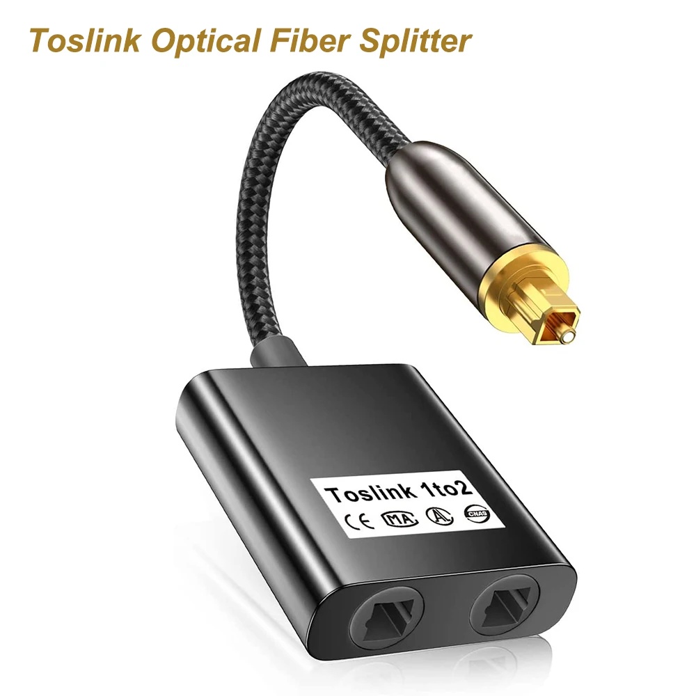 1 Male Input to 2 Female Output SPDIF Optical Toslink Optical Fiber Audio Fiber Splitter For HDTV