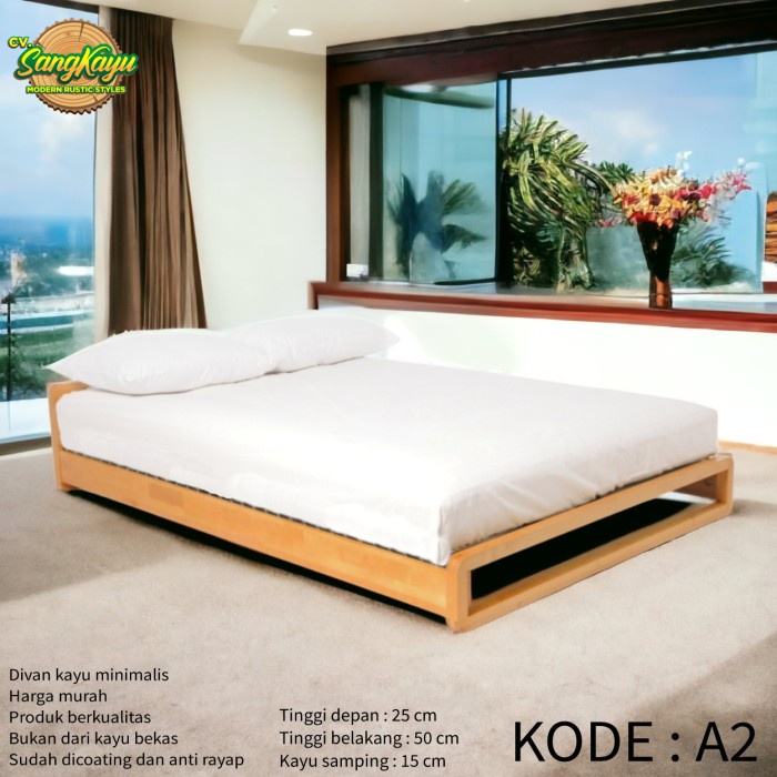 Rangka tempat tidur kayu single divan kayu divan nimalis kayu