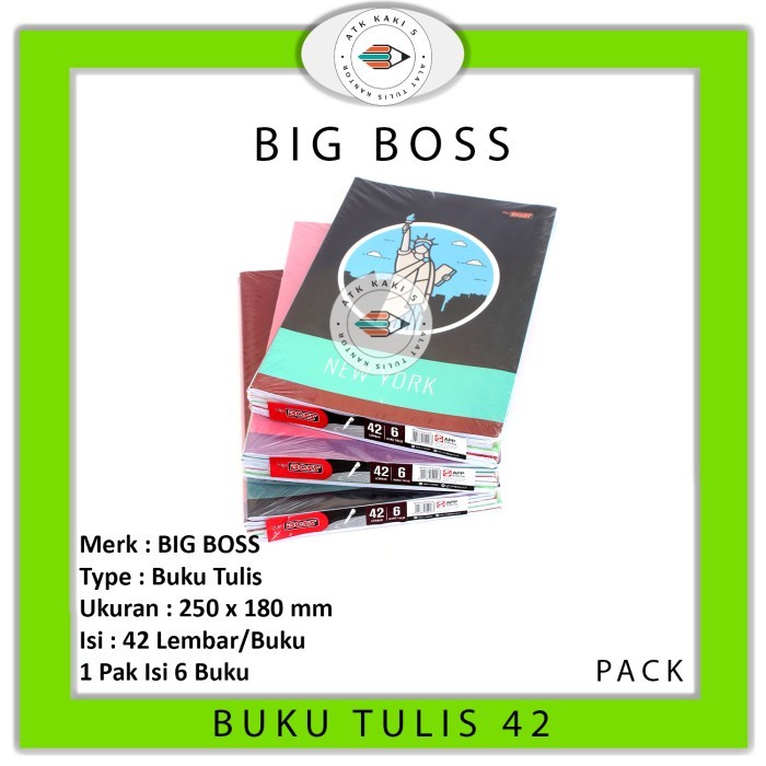 

Buku Tulis Merk Big Boss 42 Lembar - 42 Lbr - (1 Pak = 6 Buku)
