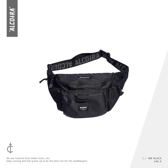 Wb Black // Waistbag Alcotra // Tas Pinggang Alcotra New