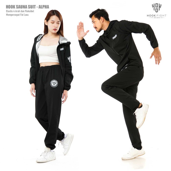 Jaket Sauna Suit Olahraga Baju Jas Pembakar Lemak Elastis Hook