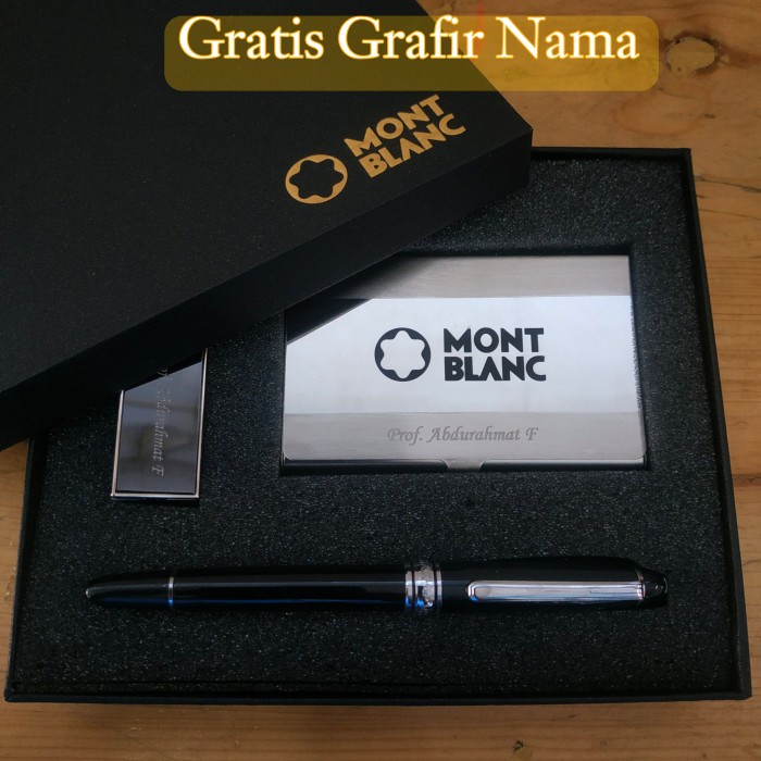 

giftset mewah ballpoint card holder stainless montb gratis grafir nama Kode 137