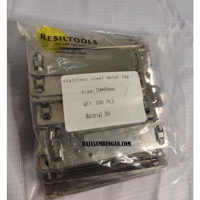 

Marker Plat Nama 19 x 8.9 mm Cable Ties Stainless Steel Plate Isi 100 Kode 985