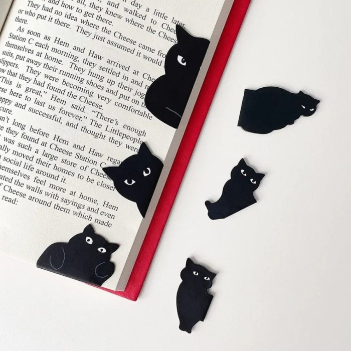 

set 6 pcs Pembatas buku magnet kucing hitam penanda baca buku bookmark black cat lover Kode 497