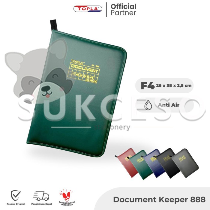 

TOPLA Document Keeper DK-888 Zipper Kulit F4 - Folder File Map 20/40/60 Leather Resleting Kode 1268