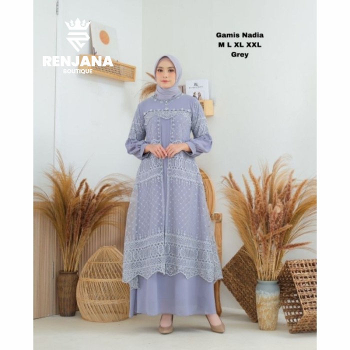 Gamis Delia Tile Bordir Payet
