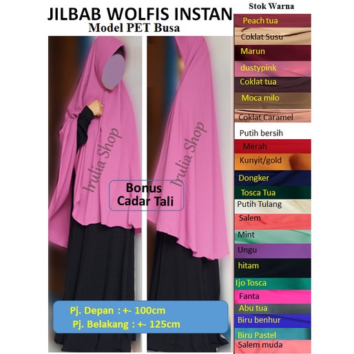 Jilbab Wolfis Jumbo/Hijab Wolfis Jumbo Cadar